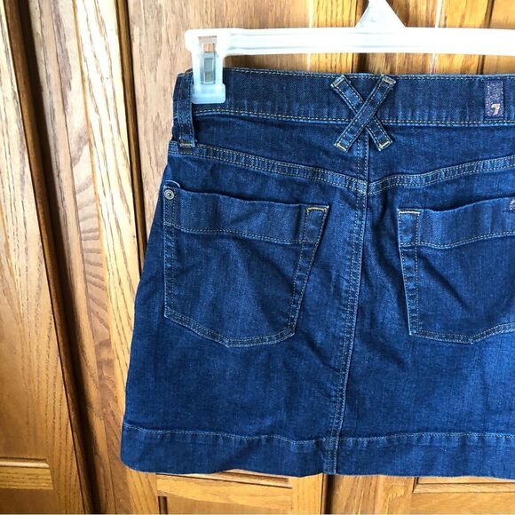 7 For All Mankind Zipper Pockets Denim Mini Skirt Blue - 26 - Picture 6 of 11